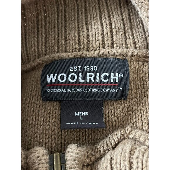 VTG. Woolrich Men's Pullover Sweater Brown Size Large 1/4 Zip Knitted Mock Neck - Picture 2 of 8